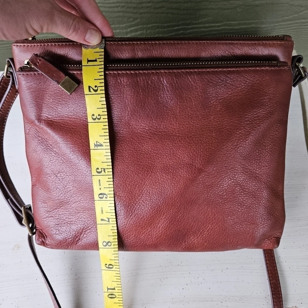 Margot Lorna Cognac Soft Brown Leather Crossbody Purse Zip Top Hobo Bag Satchel